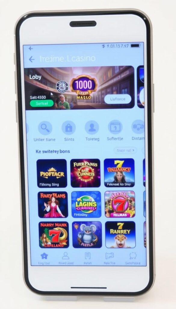Mobile App eines legalen deutschen Online Casinos auf einem Smartphone