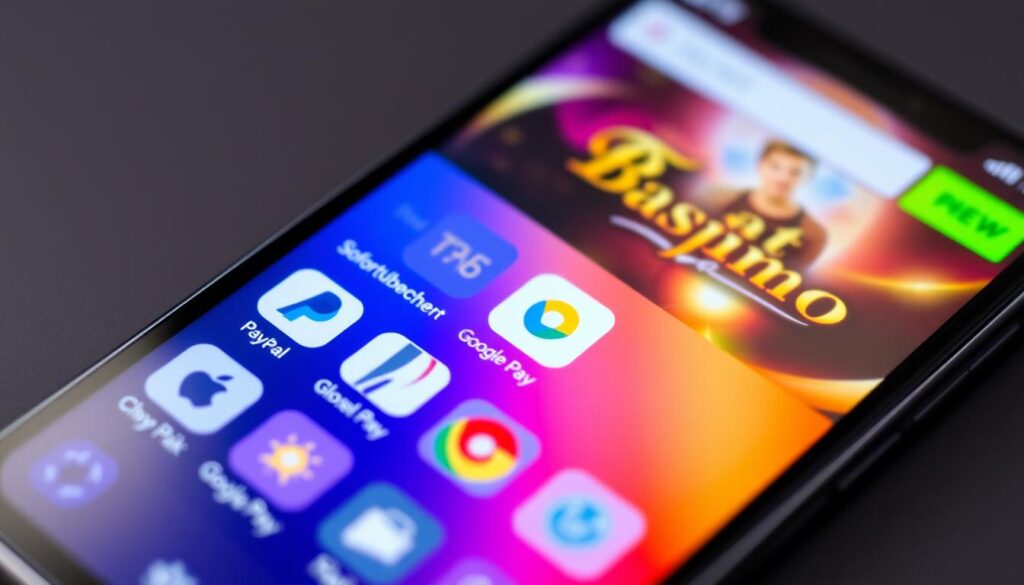 Mobile Casino App mit verschiedenen schnellen Zahlungsmethoden auf Smartphone Mobile Casino App mit verschiedenen schnellen Zahlungsmethoden auf Smartphone