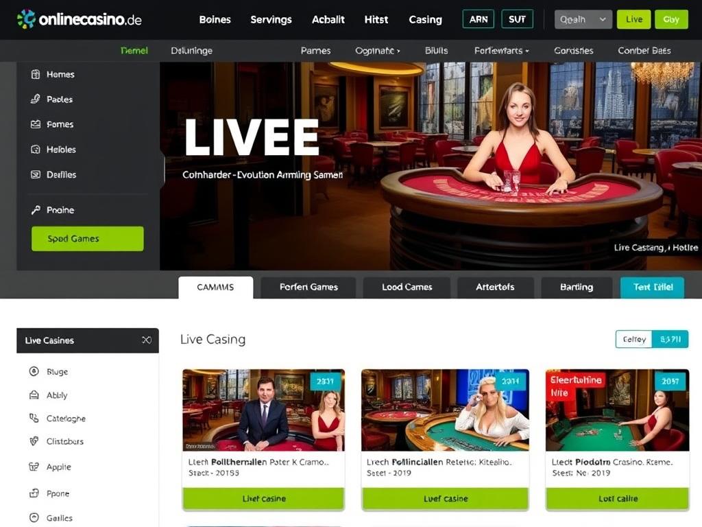 Onlinecasino.de Live Casino Lobby mit deutschsprachigen Spielen