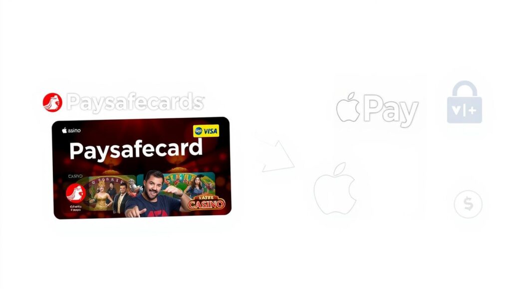 Paysafecard und Apple Pay Logos mit Zahlungsprozess-Visualisierung für Online Casinos mit Paysafecard & Apple Pay 2025 Paysafecard und Apple Pay Logos mit Zahlungsprozess-Visualisierung für Online Casinos mit Paysafecard & Apple Pay 2025