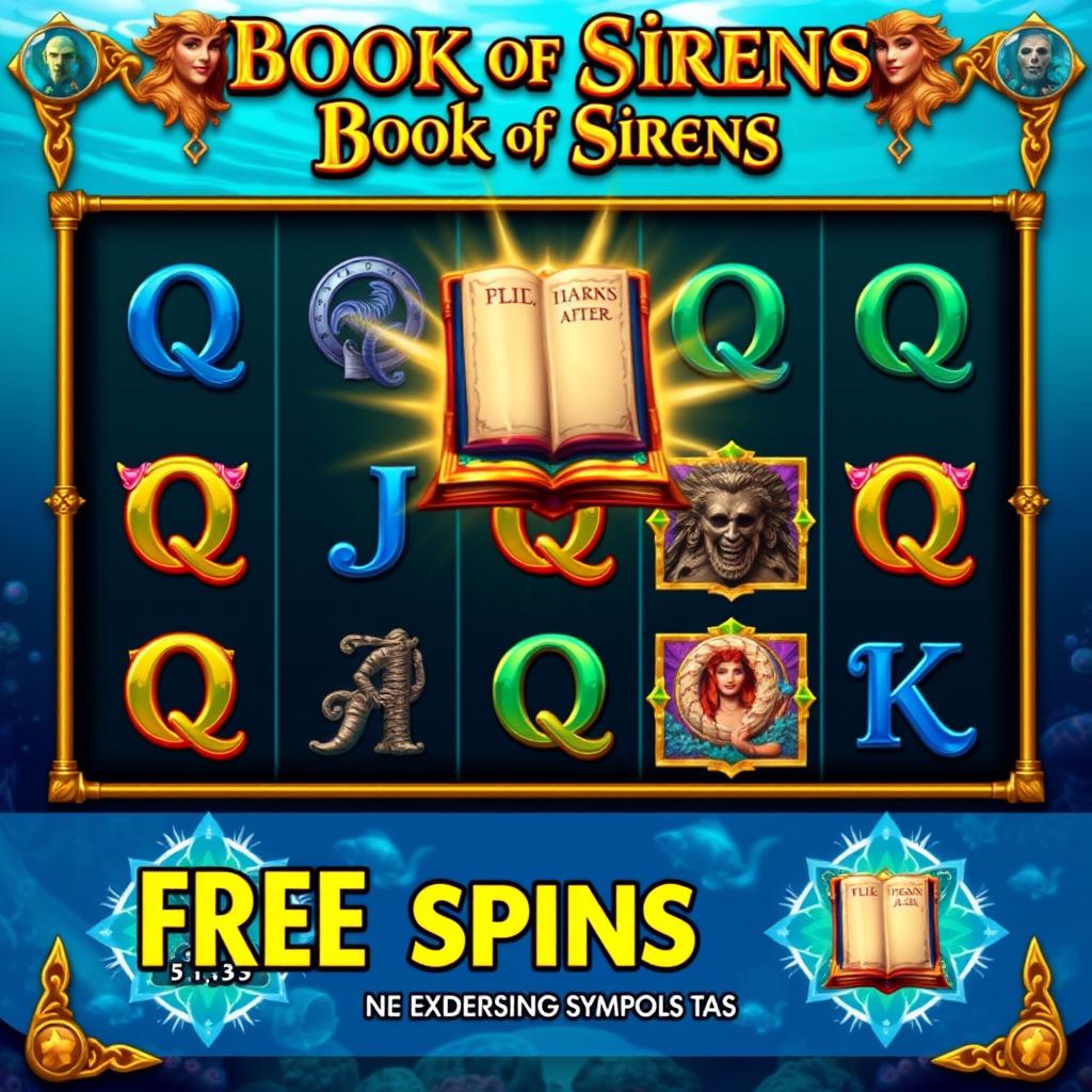 Screenshot vom Spielautomaten Book of Sirens mit Freispielen ohne Einzahlung