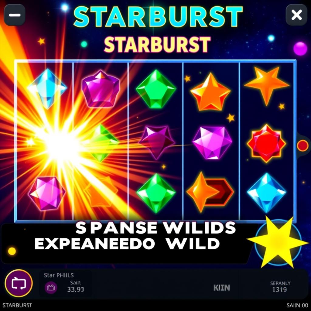 Screenshot vom Spielautomaten Starburst mit Freispielen ohne Einzahlung