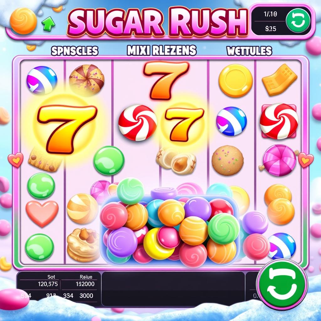Screenshot vom Spielautomaten Sugar Rush mit Freispielen ohne Einzahlung