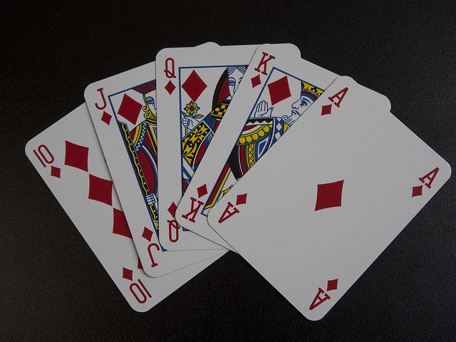 Spielkarten, Royal Flush, Poker, Karo Spielkarten, Royal Flush, Poker, Karo