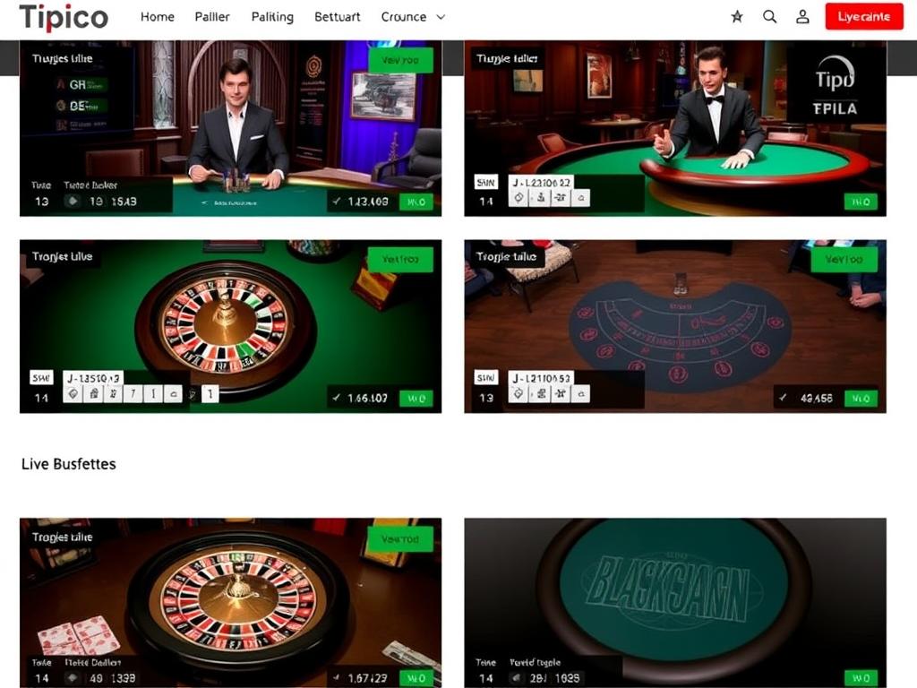 Tipico Live Casino Spieleauswahl mit Roulette und Blackjack Tischen
