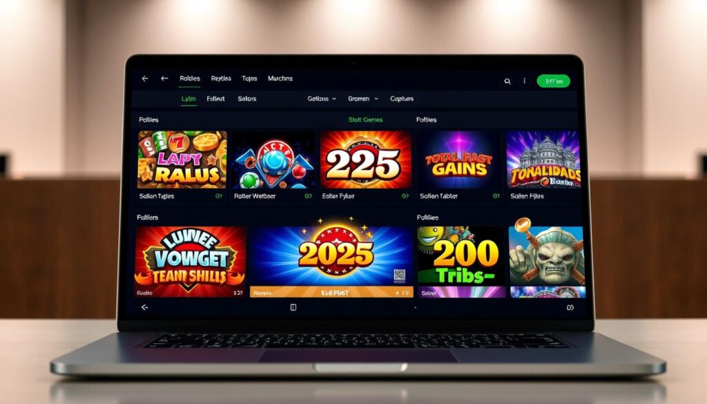Verschiedene Online Slots 2025 mit hoher RTP auf einem Laptop-Bildschirm Verschiedene Online Slots 2025 mit hoher RTP auf einem Laptop-Bildschirm